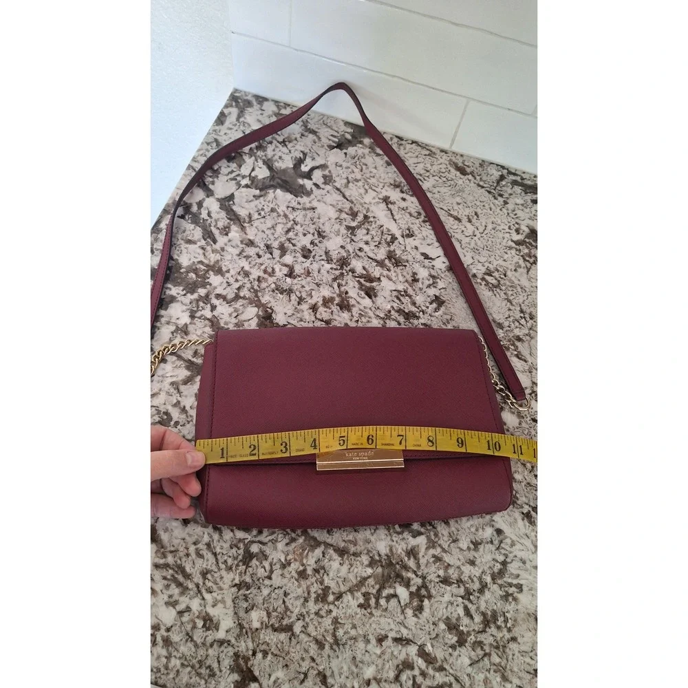 Kate Spade Burgundy Saffiano Leather Crossbody Bag Gold Hardware